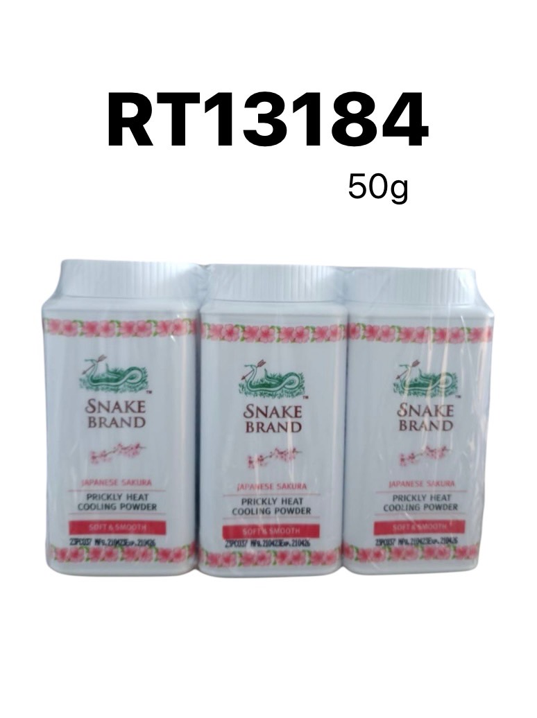 SNAKE BRAND Prickly Heat Cooling Powder Soft&Smooth 50g.
